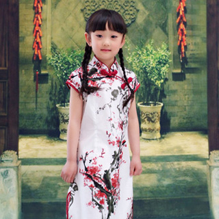 儿童纯棉旗袍--墨语梅香